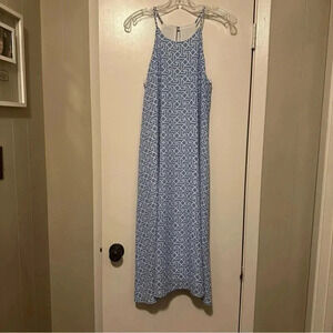 Everly blue and white geometric sleeveless midi dress size S